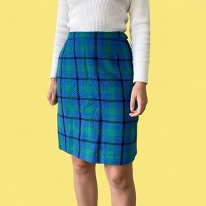 Blue and Green Plaid Women's Skirt